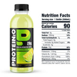 Protein2o junto a regla y etiqueta nutricional, beneficio control de calorías