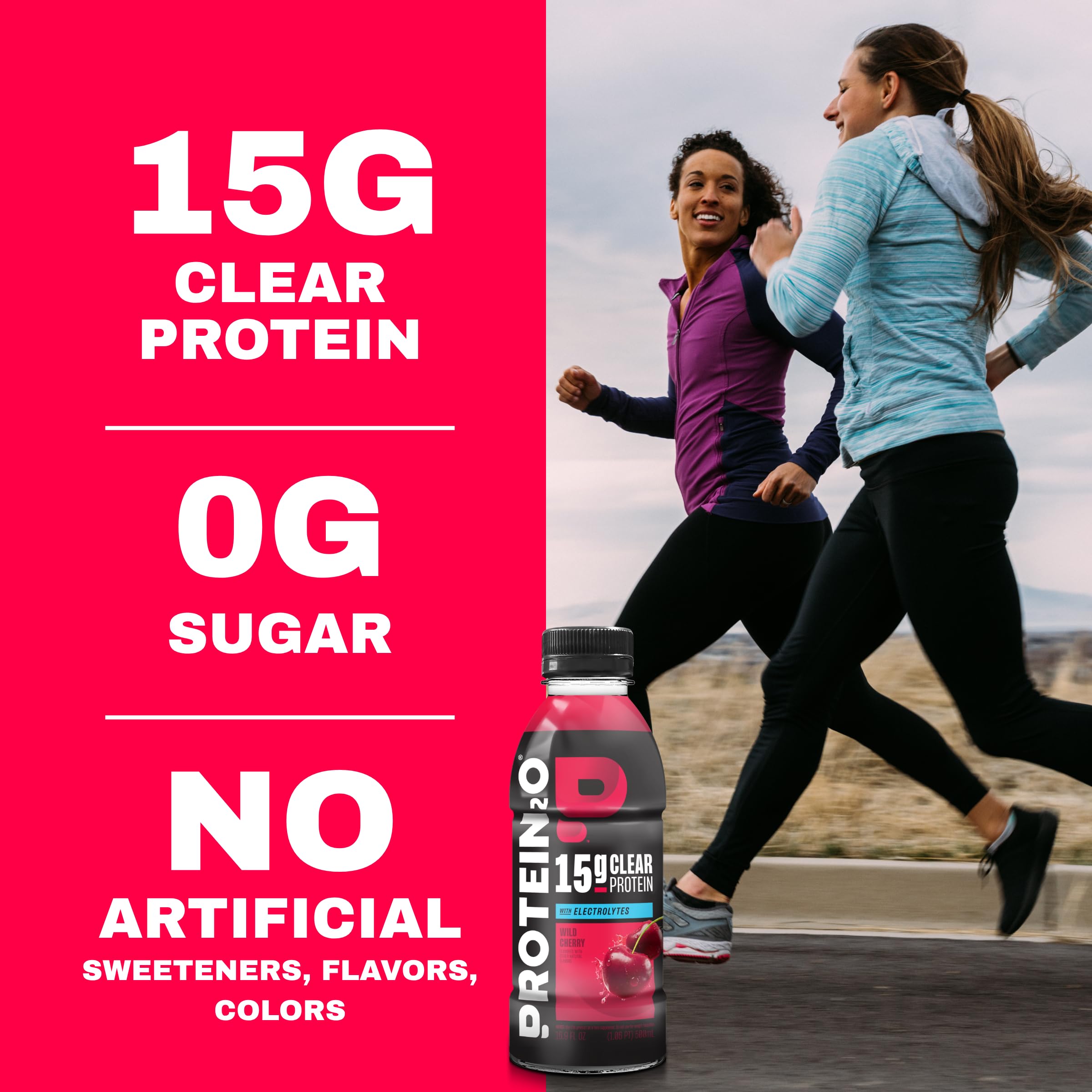 Protein2o primer plano de la etiqueta con información nutricional visible