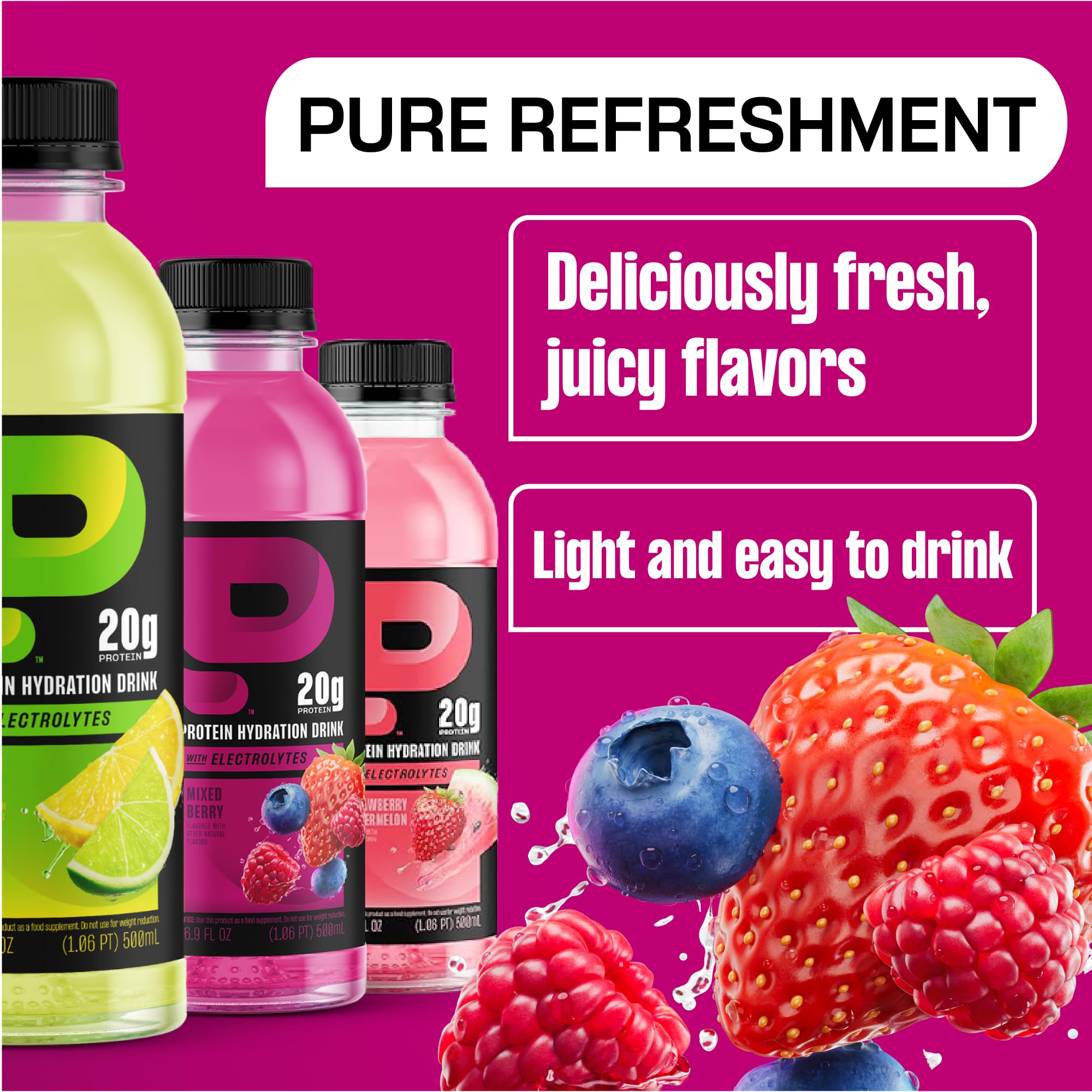 Protein2o junto a objetos para comparar tamaño y llevar cómodamente