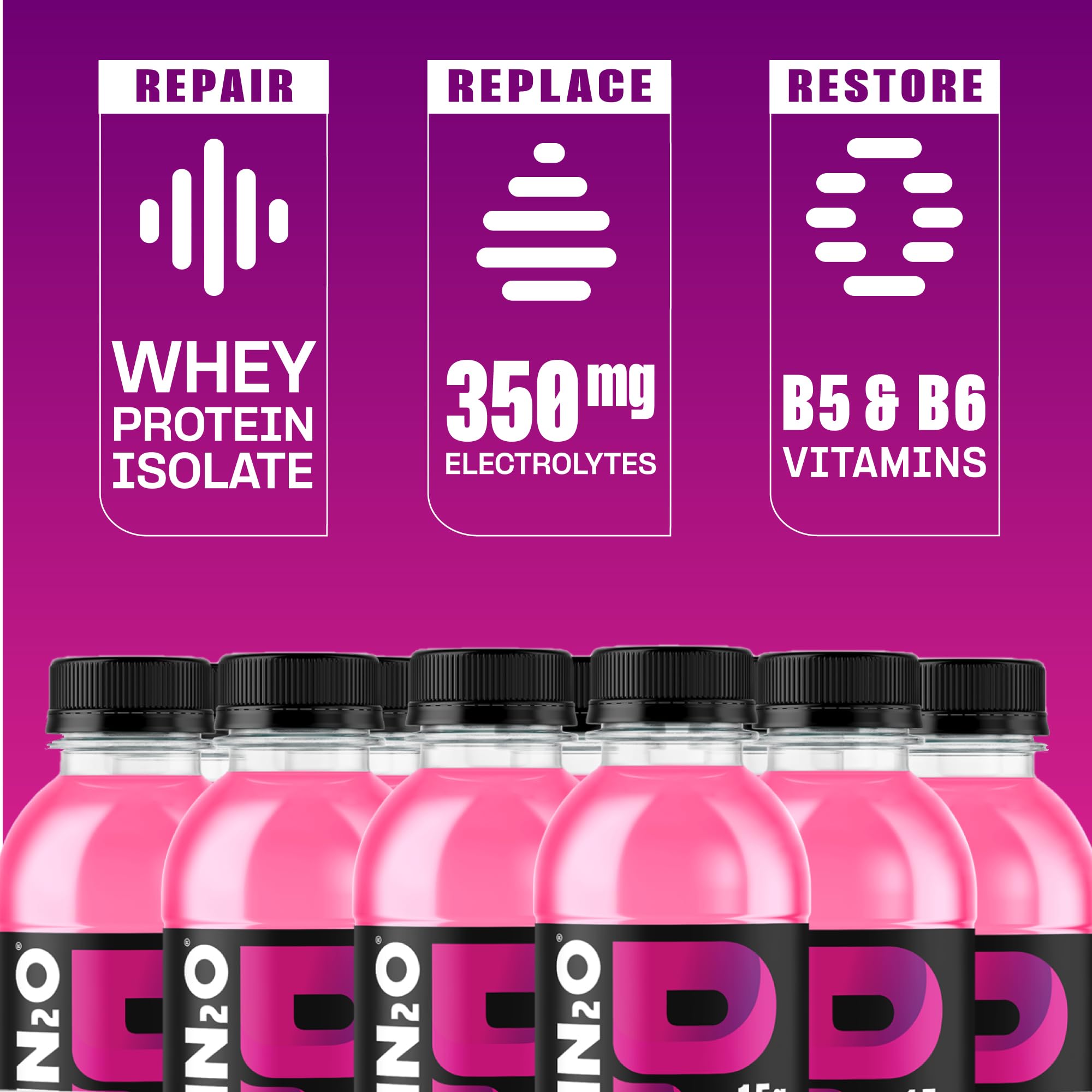 Protein2o etiqueta con información nutricional mostrando electrolitos y vitaminas B