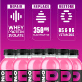 Protein2o etiqueta con información nutricional mostrando electrolitos y vitaminas B