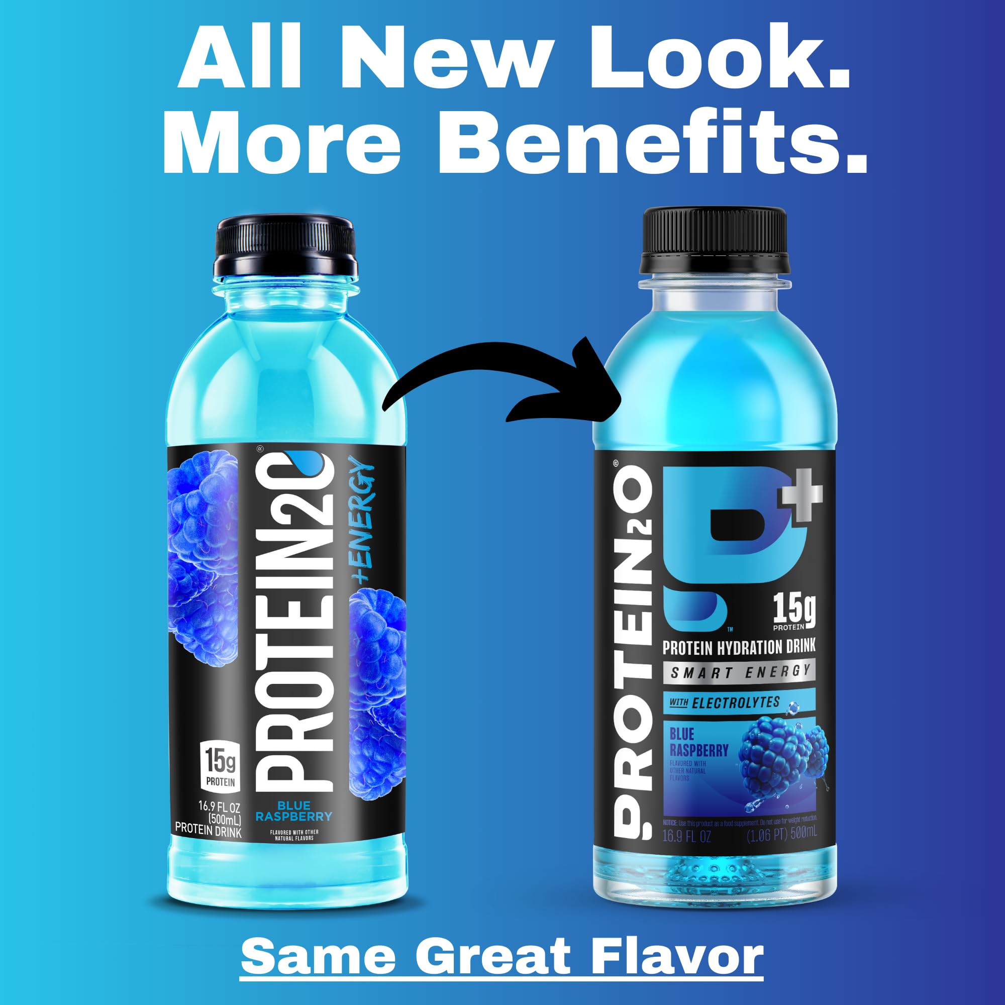 Protein2o etiqueta con ingredientes y electrolitos legibles
