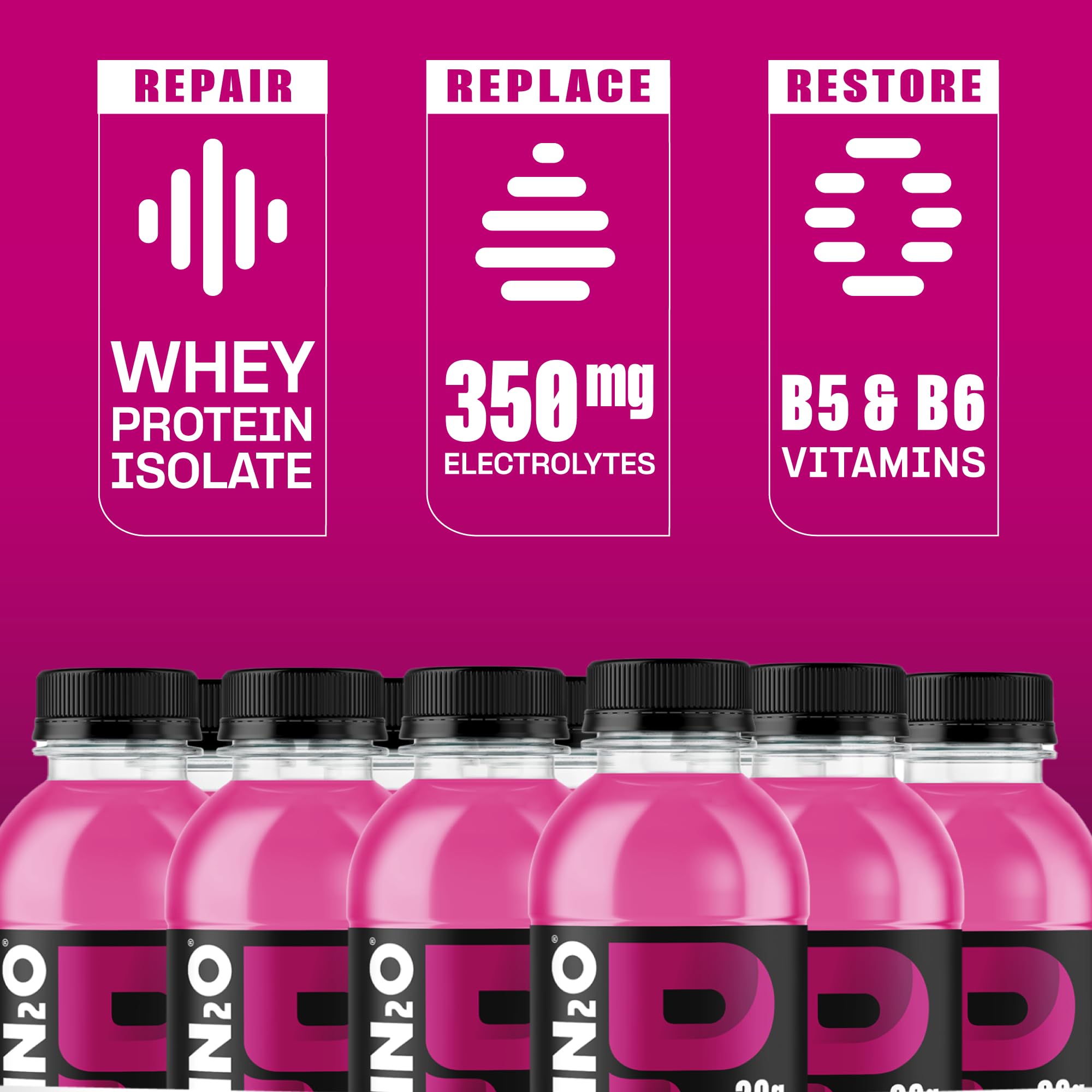Protein2o etiqueta nutricional mostrando proteínas, electrolitos y vitaminas