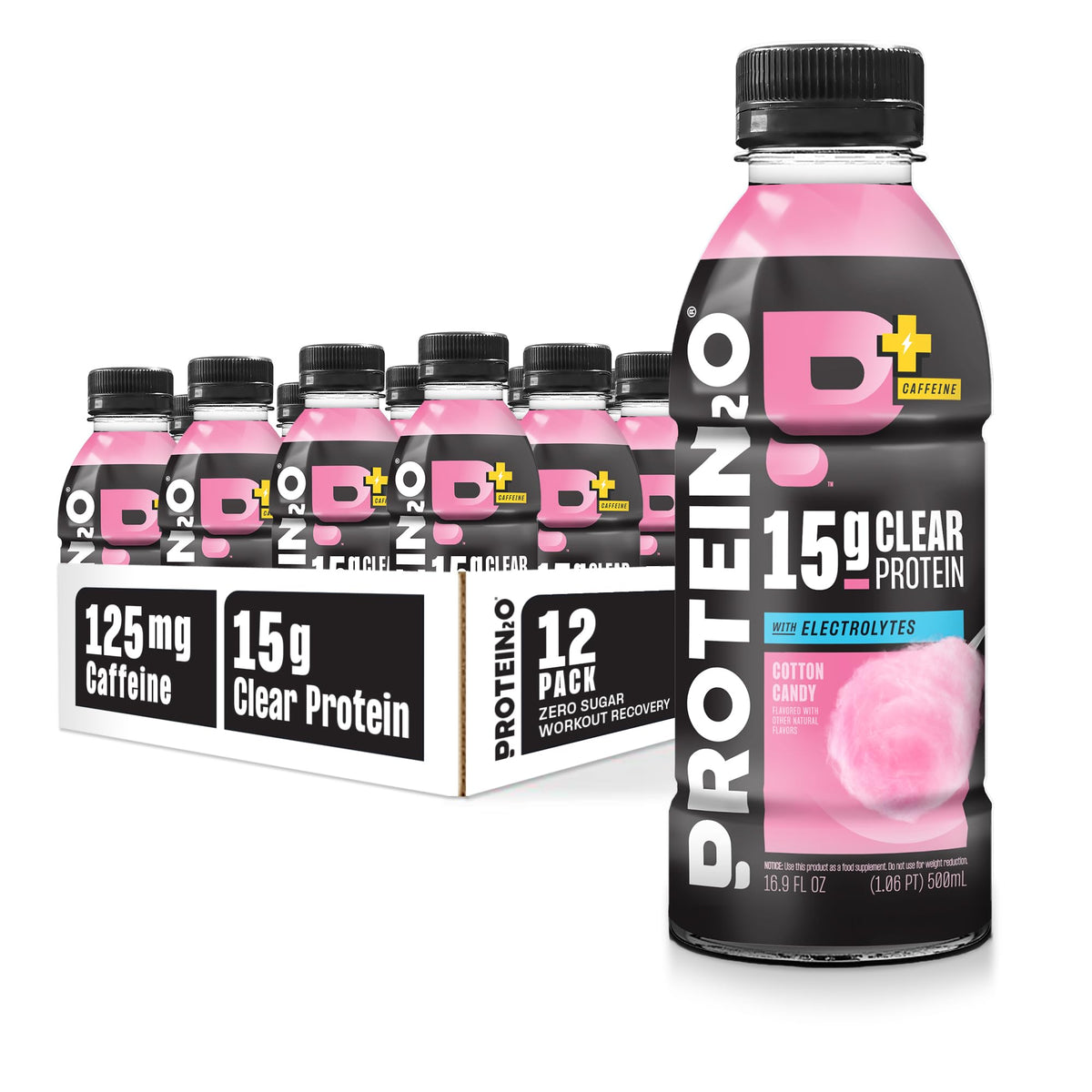 Protein2o botella frontal mostrando sabor Cotton Candy y conveniencia