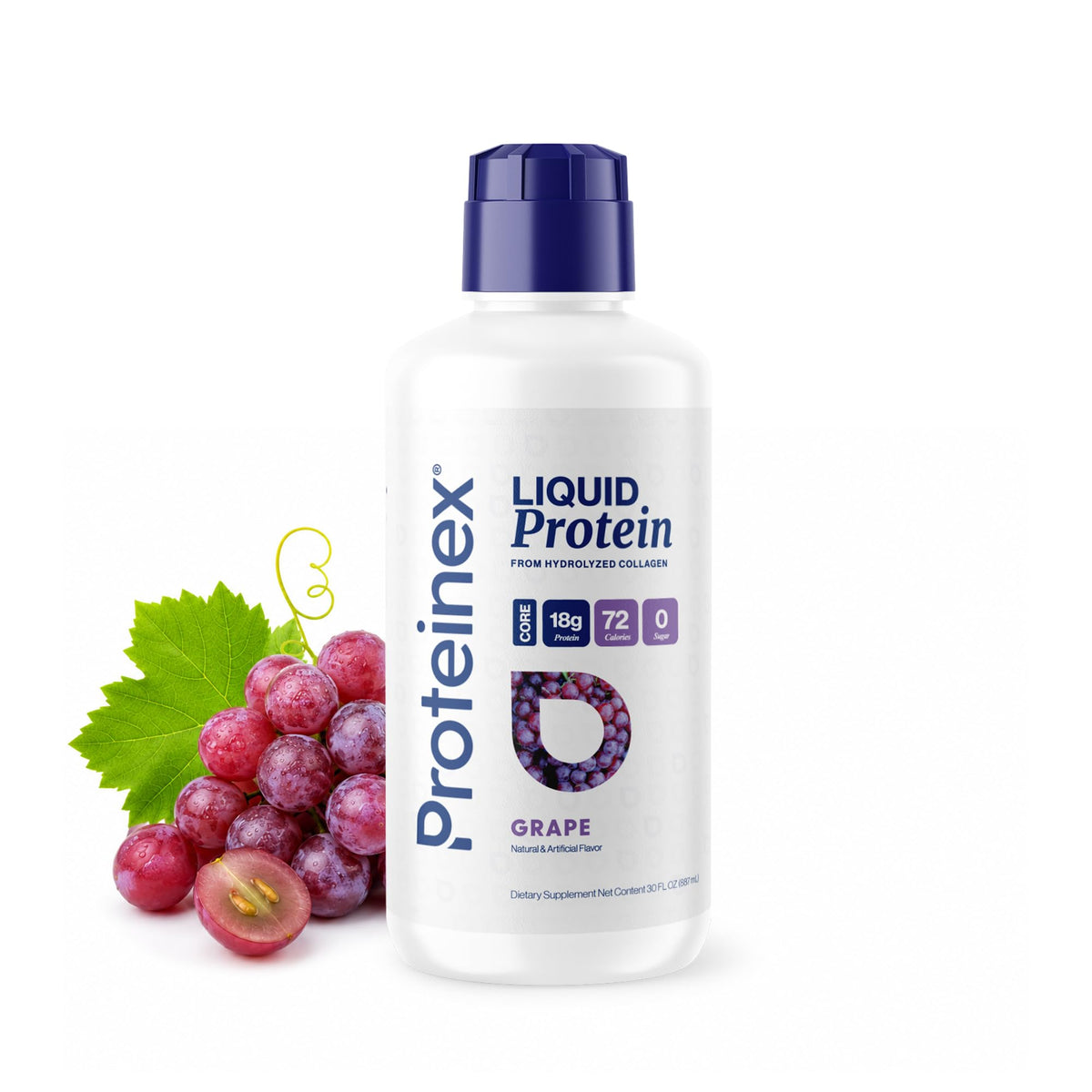 Proteinex botella frontal 30 fl oz mostrando etiqueta y beneficio lista para beber