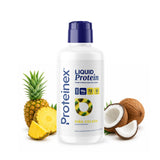 Proteinex frente del envase mostrando diseño y sabor piña colada, conveniencia lista para beber
