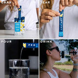 PROTEKT vertiendo contenido en botella para hidratación instantánea