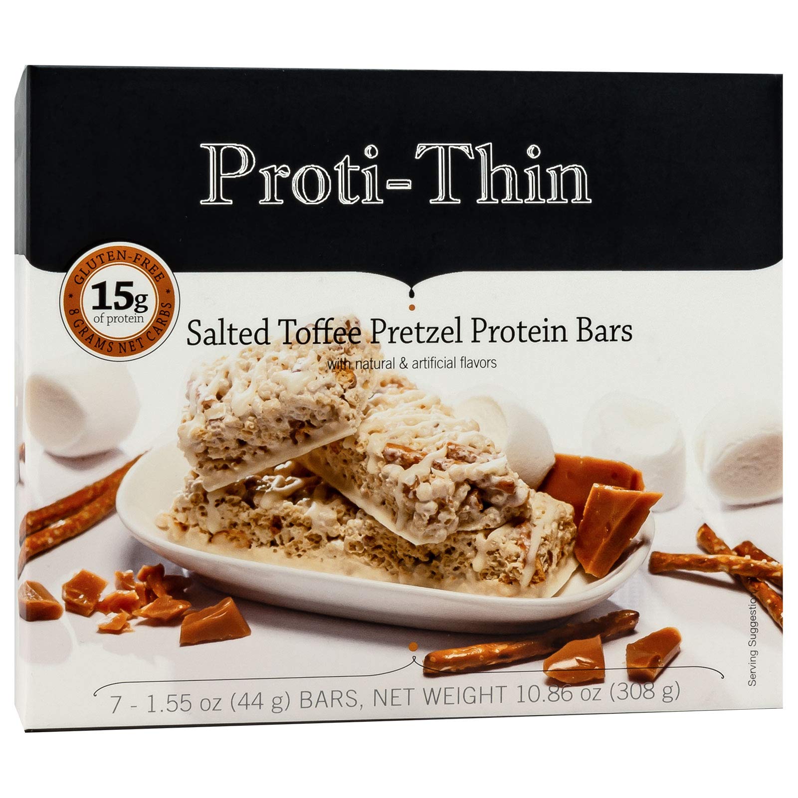 Proti-Thin frontal del paquete mostrando sabor y beneficios
