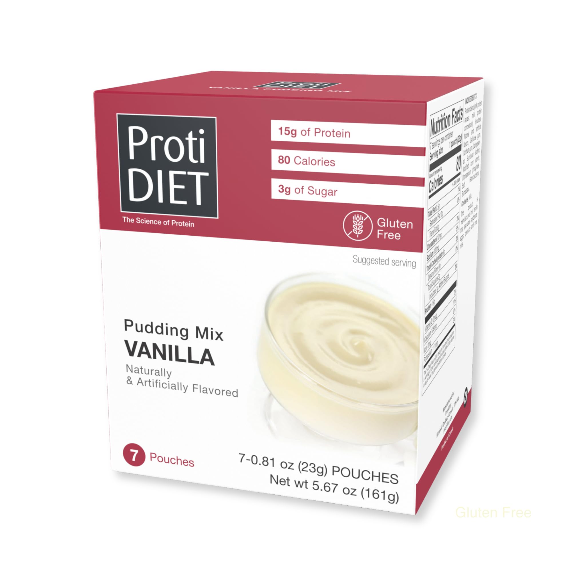 ProtiDIET frente del empaque que muestra 7 sobres y beneficio práctico