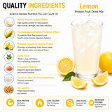 ProtiFit polvo sabor limón mostrando textura fina y solubilidad