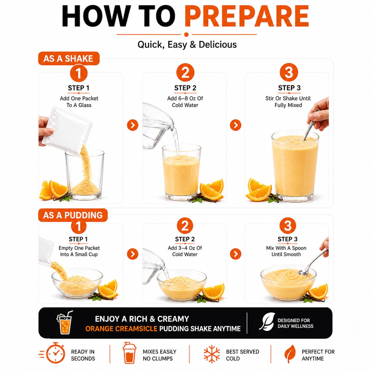ProtiFit pudding naranja en vaso, textura espesa y baja en calorías
