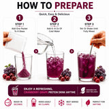 ProtiFit vaso preparado con bebida cranberry grape, refrescante y proteico