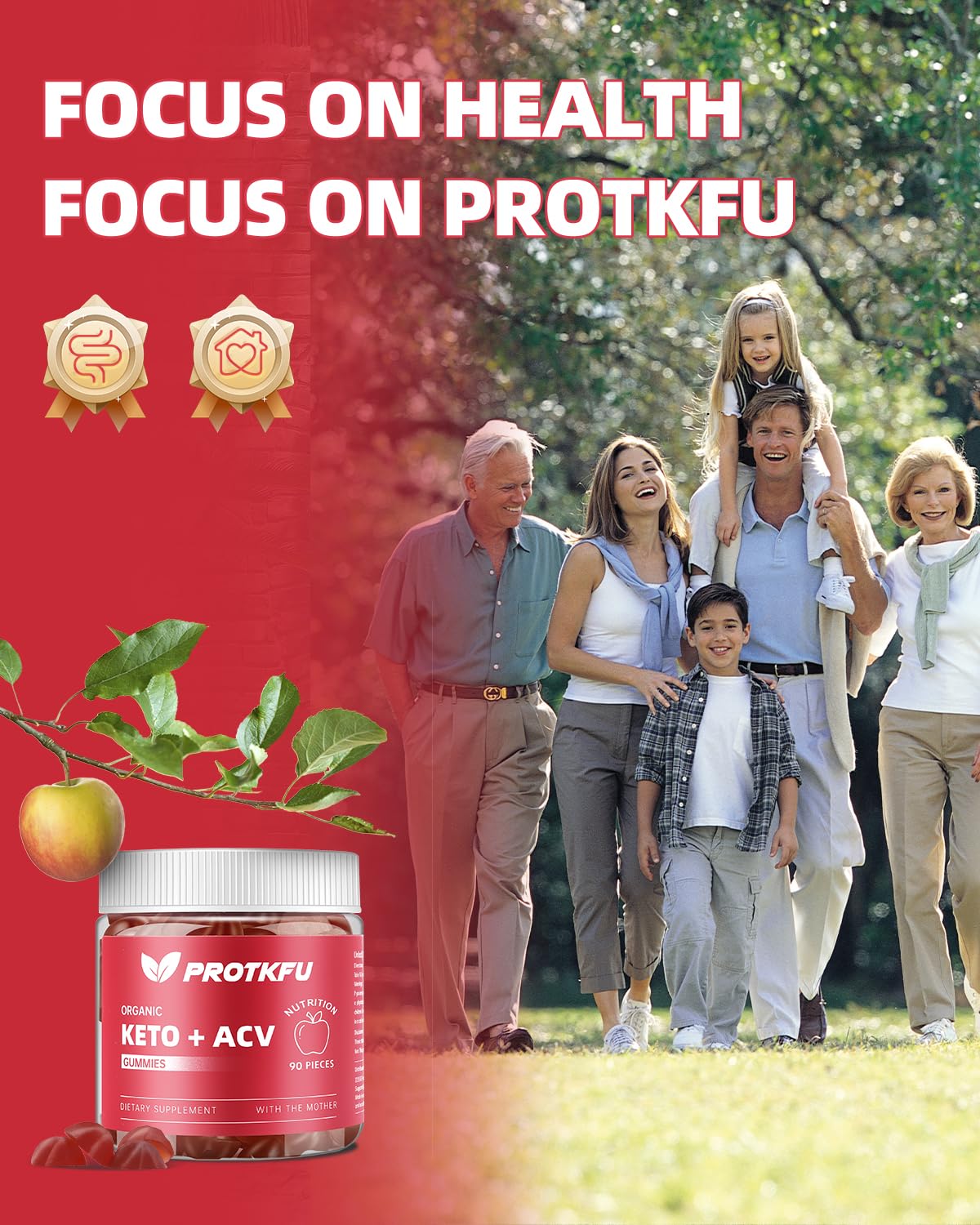 ProTKFU etiqueta con lista de ingredientes BHB, vinagre de manzana y vitaminas clara