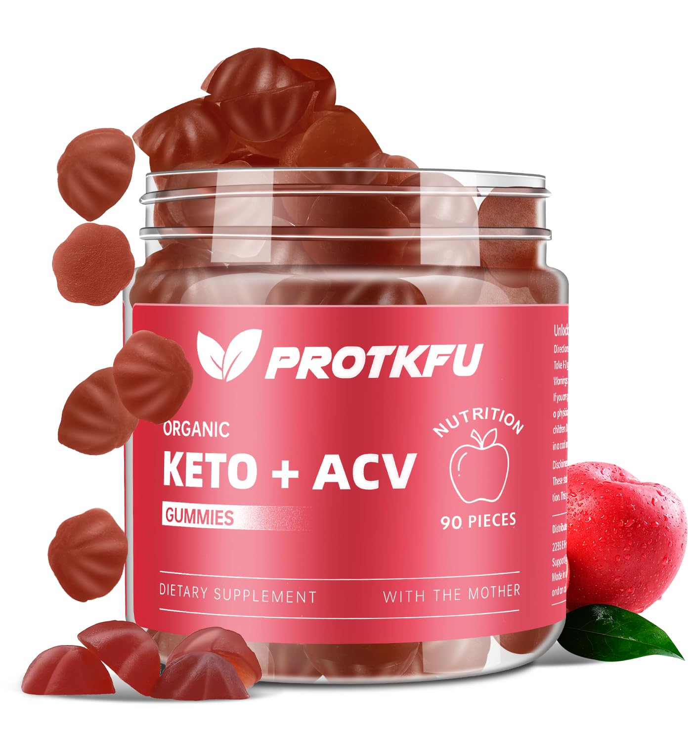 ProTKFU frasco delantero mostrando 90 gominolas y etiqueta clara para almacenamiento