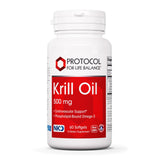 PROTOCOL FOR LIFE BALANCE frasco frontal del aceite de kril, presentación clara