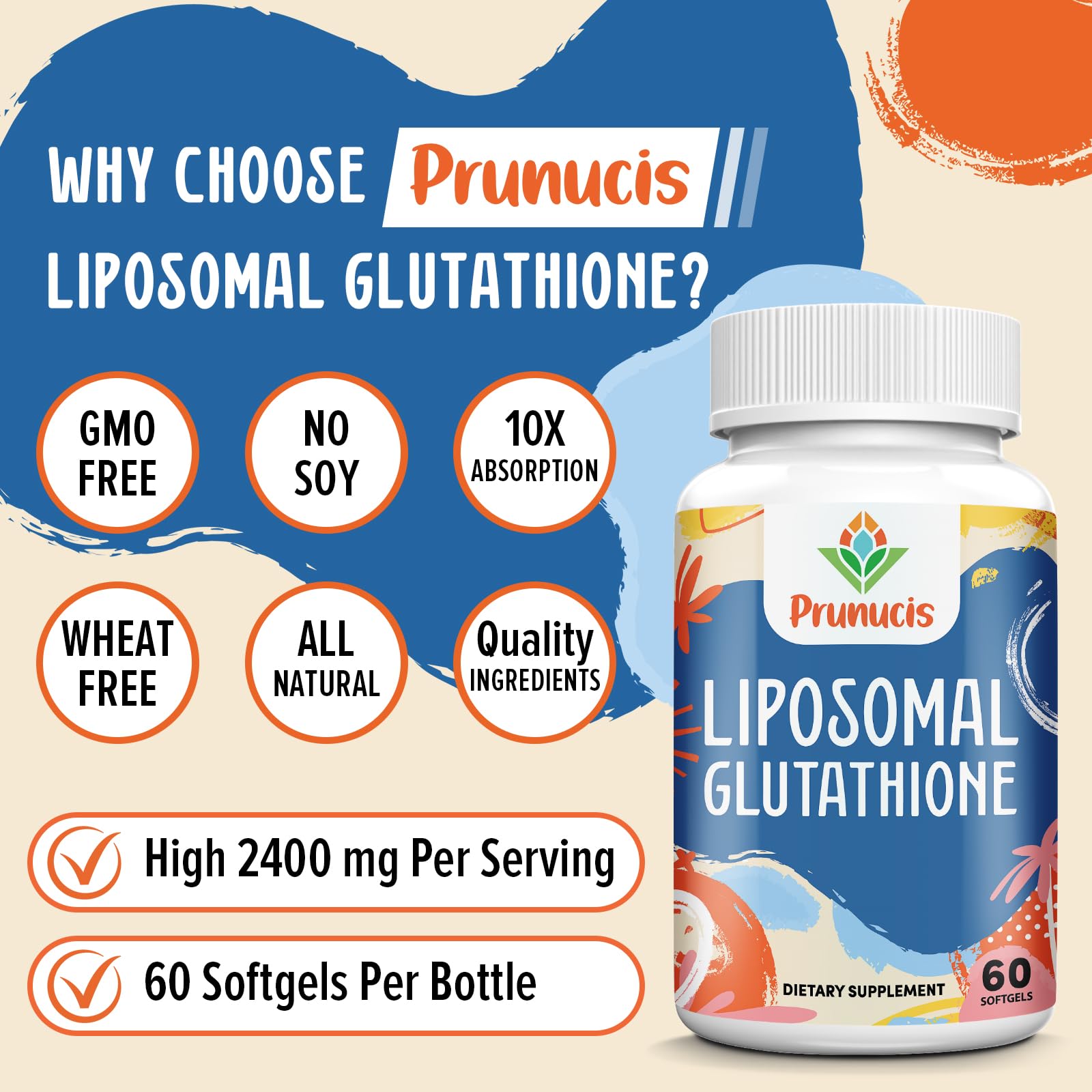 Prunucis cápsula abierta mostrando liposoma y mejor protección del glutatión