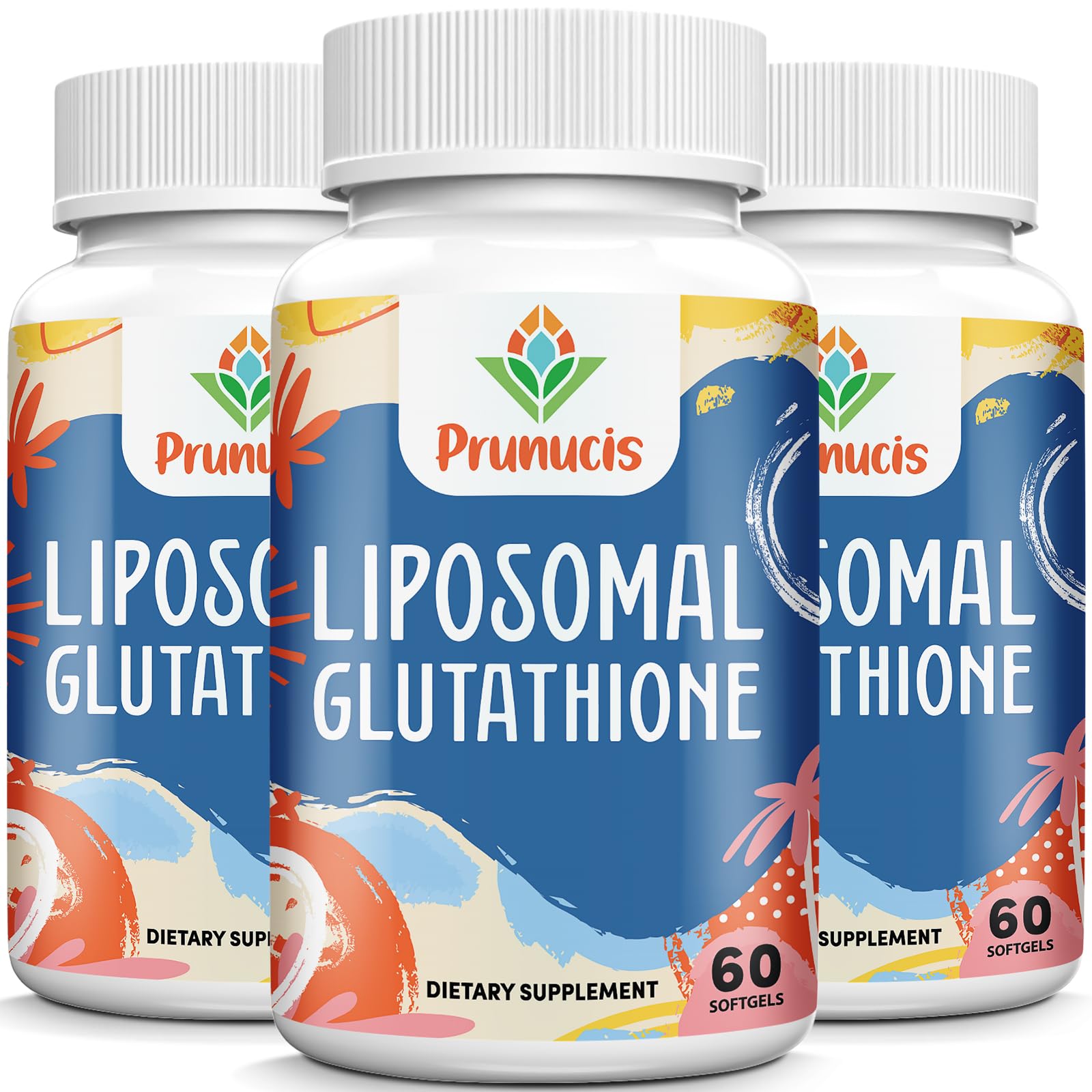 Prunucis frasco frontal liposomal glutatión mostrando envase y beneficios visibles