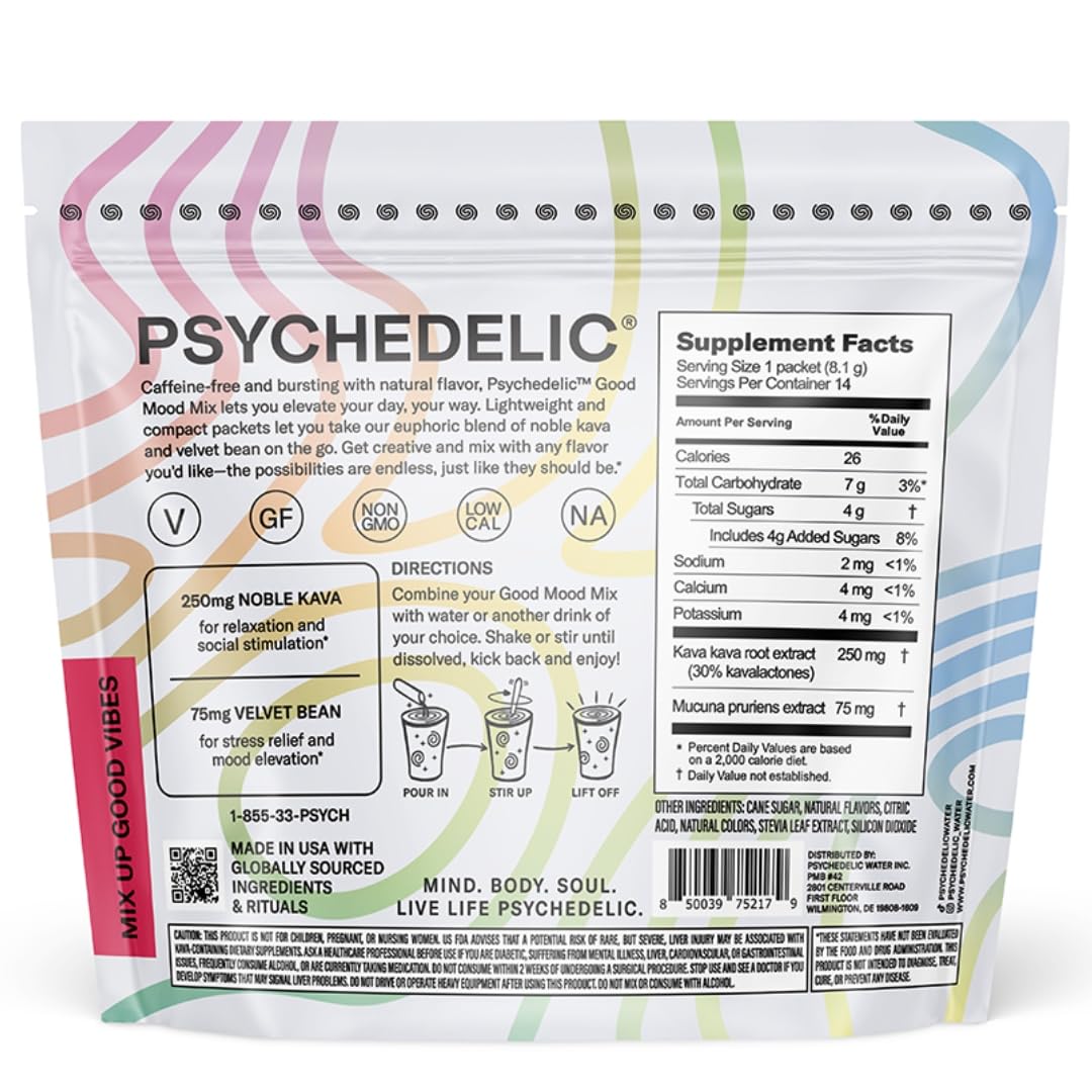 Psychedelic Water sobre junto a una regla para comparar tamaño y porción individual