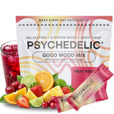 Psychedelic Water paquete frontal mostrando 14 sobres y beneficios de conveniencia