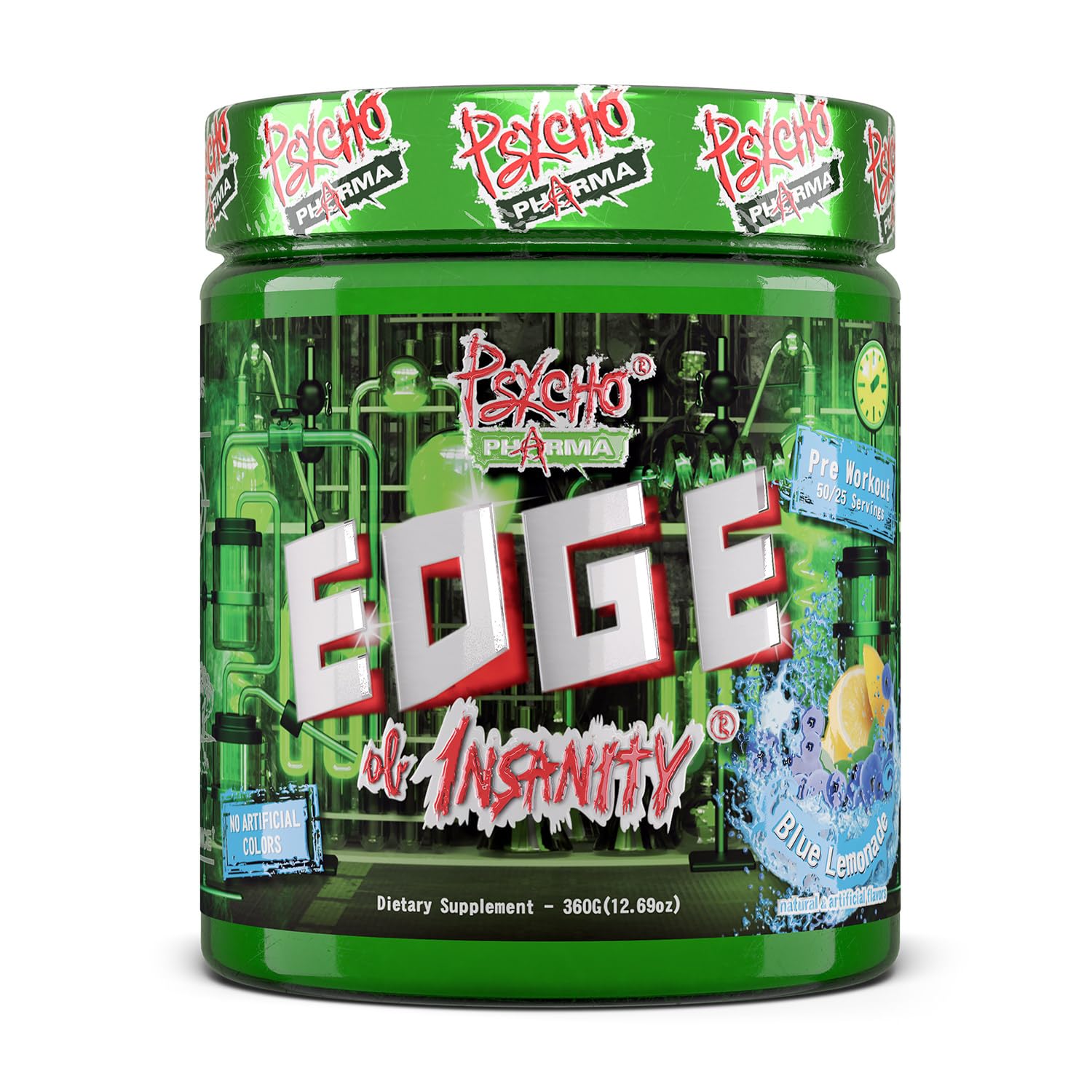 Psycho Pharma frasco frontal mostrando diseño intenso y beneficio de potencia