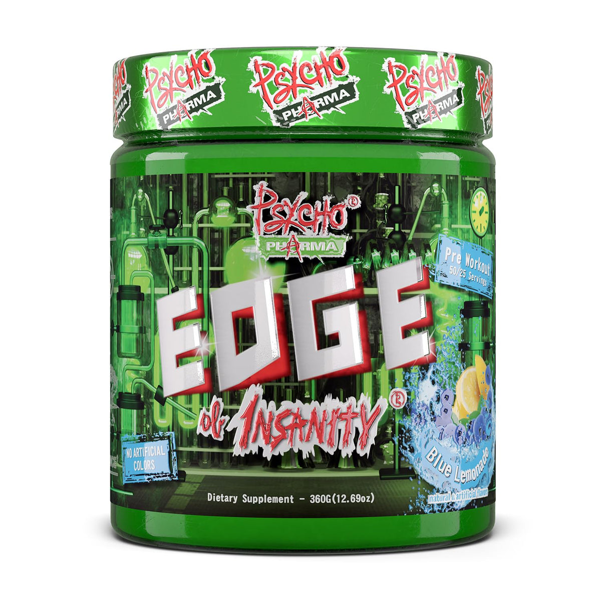 Psycho Pharma frasco frontal mostrando diseño intenso y beneficio de potencia
