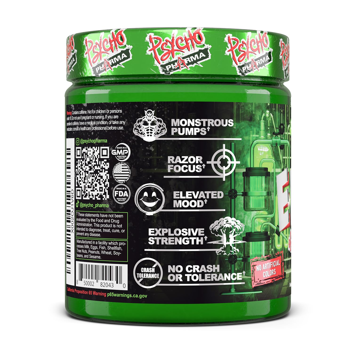 Psycho Pharma detalle del packaging resaltando calidad y diseño
