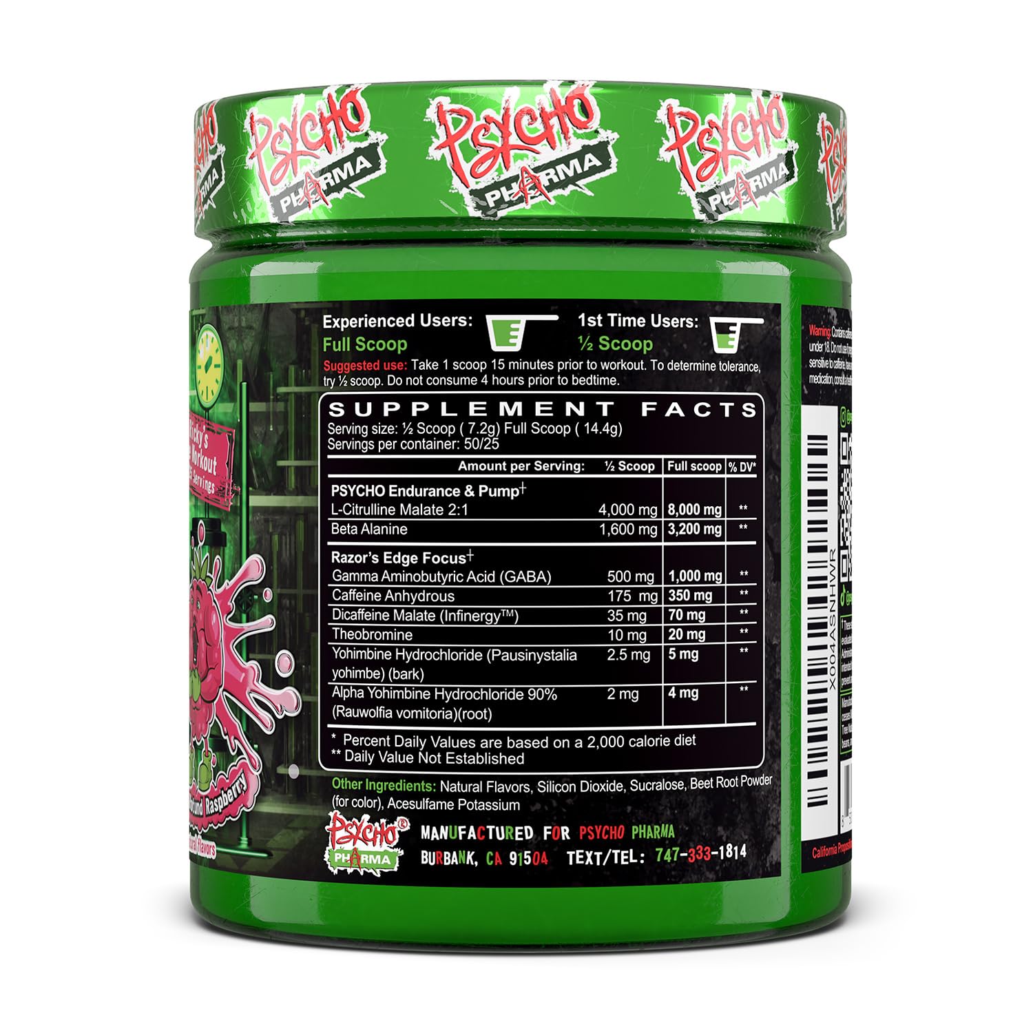 Psycho Pharma vaso con mezcla preparada, muestra disolución y color del producto