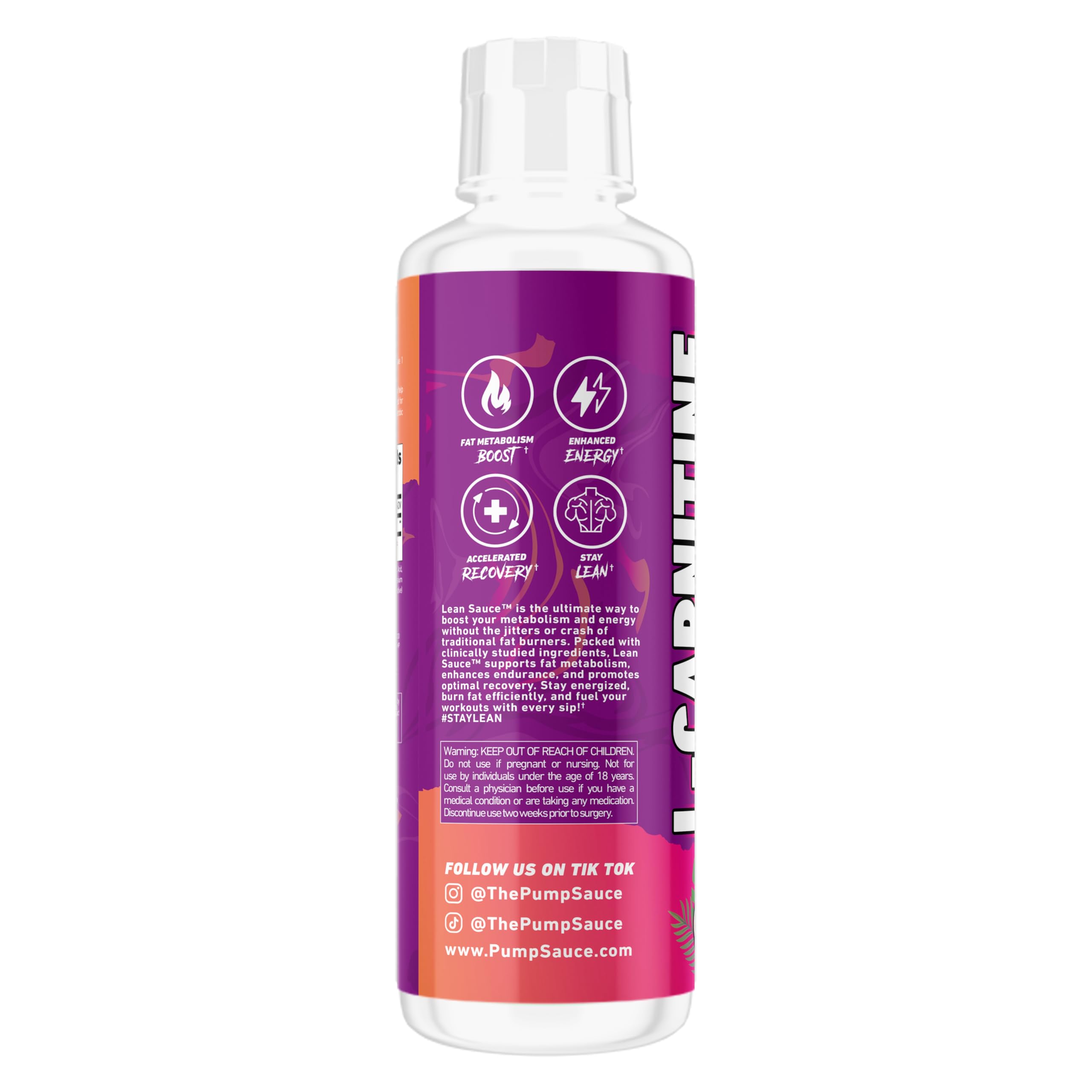 Pump Sauce etiqueta detallada con información de L‑carnitina y dosificación clara