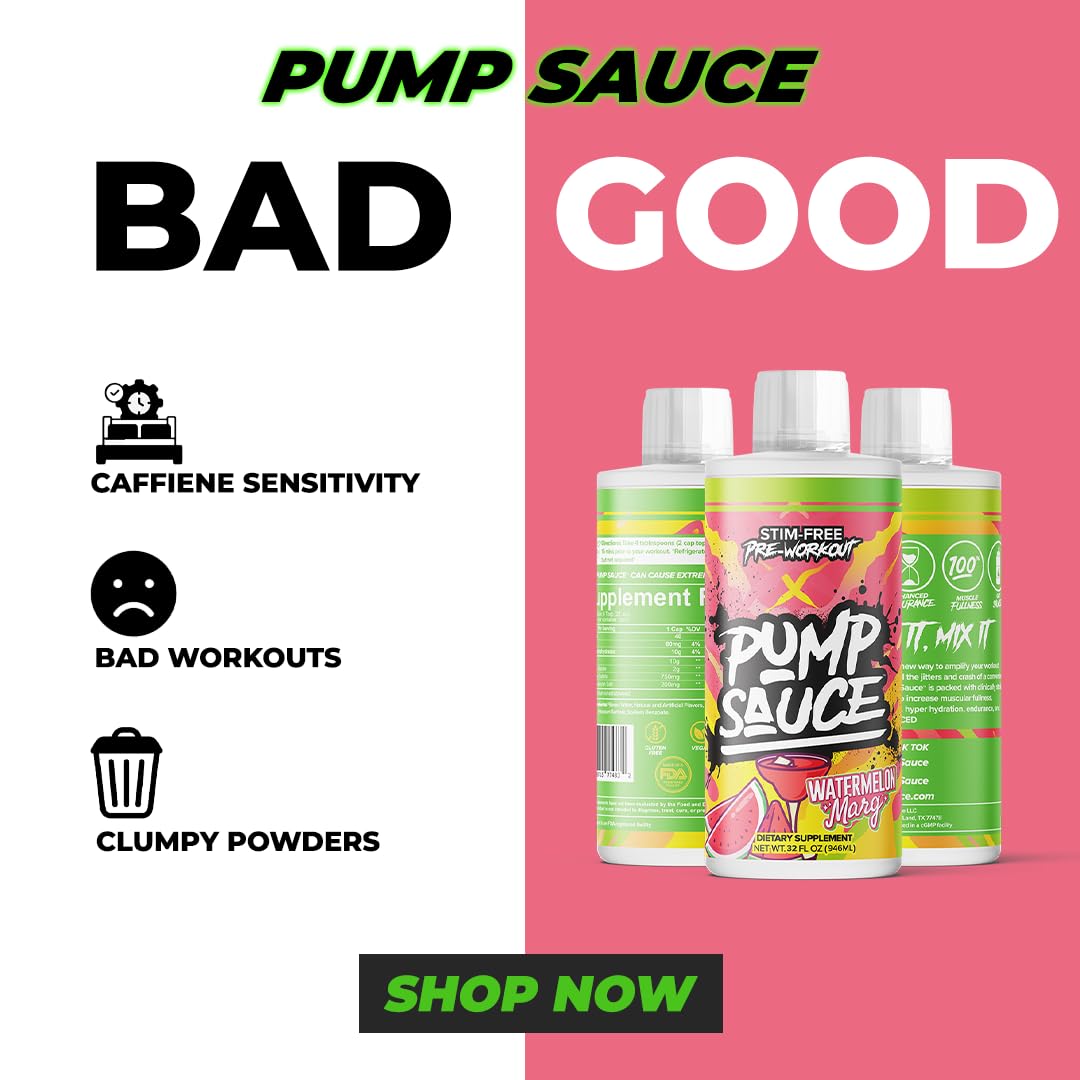 Pump Sauce líquido en vaso demostrando textura y fácil mezcla beneficiosa