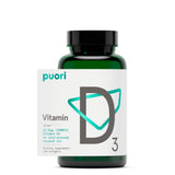 Puori envase frontal mostrando 120 softgels y beneficios de dosis alta