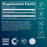 Puori etiqueta de ingredientes que muestra 2.500 IU y lanolina purificada