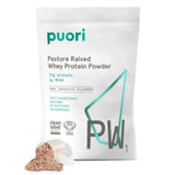 Puori envase frontal del PW1 con diseño y beneficio de proteína limpia