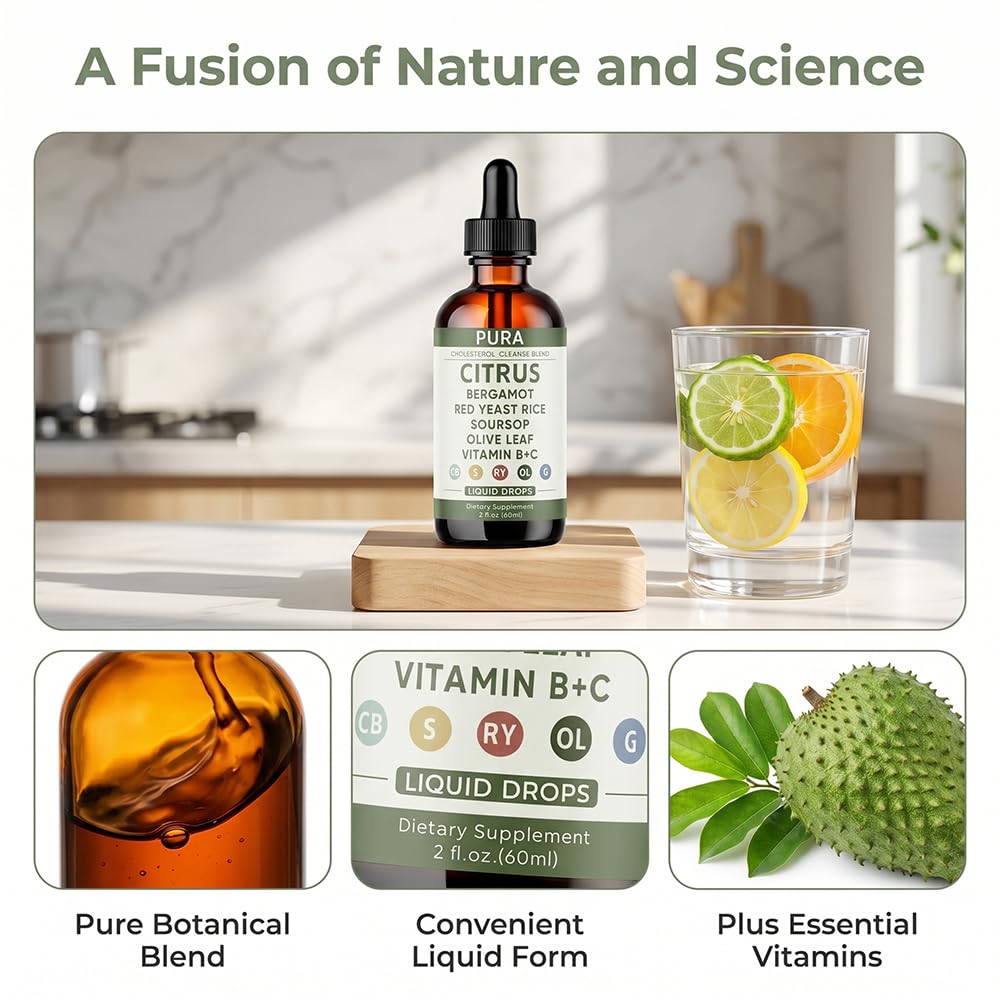 PURA Bergamot ingredientes principales: bergamota, arroz de levadura roja visibles