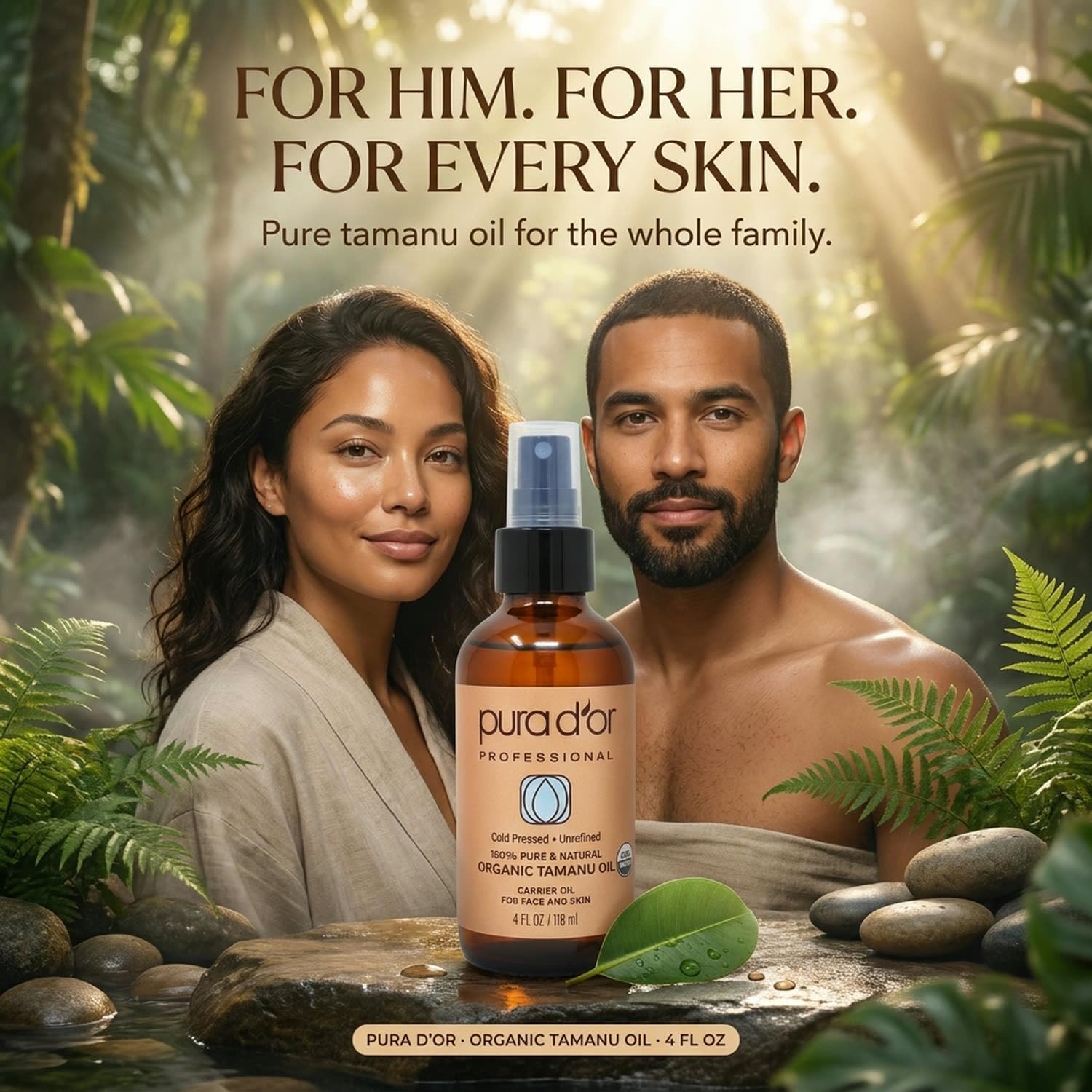 PURA D'OR producto en entorno natural transmitiendo pureza y calma