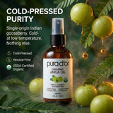 PURA D'OR masaje de aceite de Amla en cuero cabelludo para hidratación y manejo del cabello