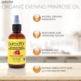 PURA D'OR gota de aceite onagra en superficie, textura rica y nutritiva
