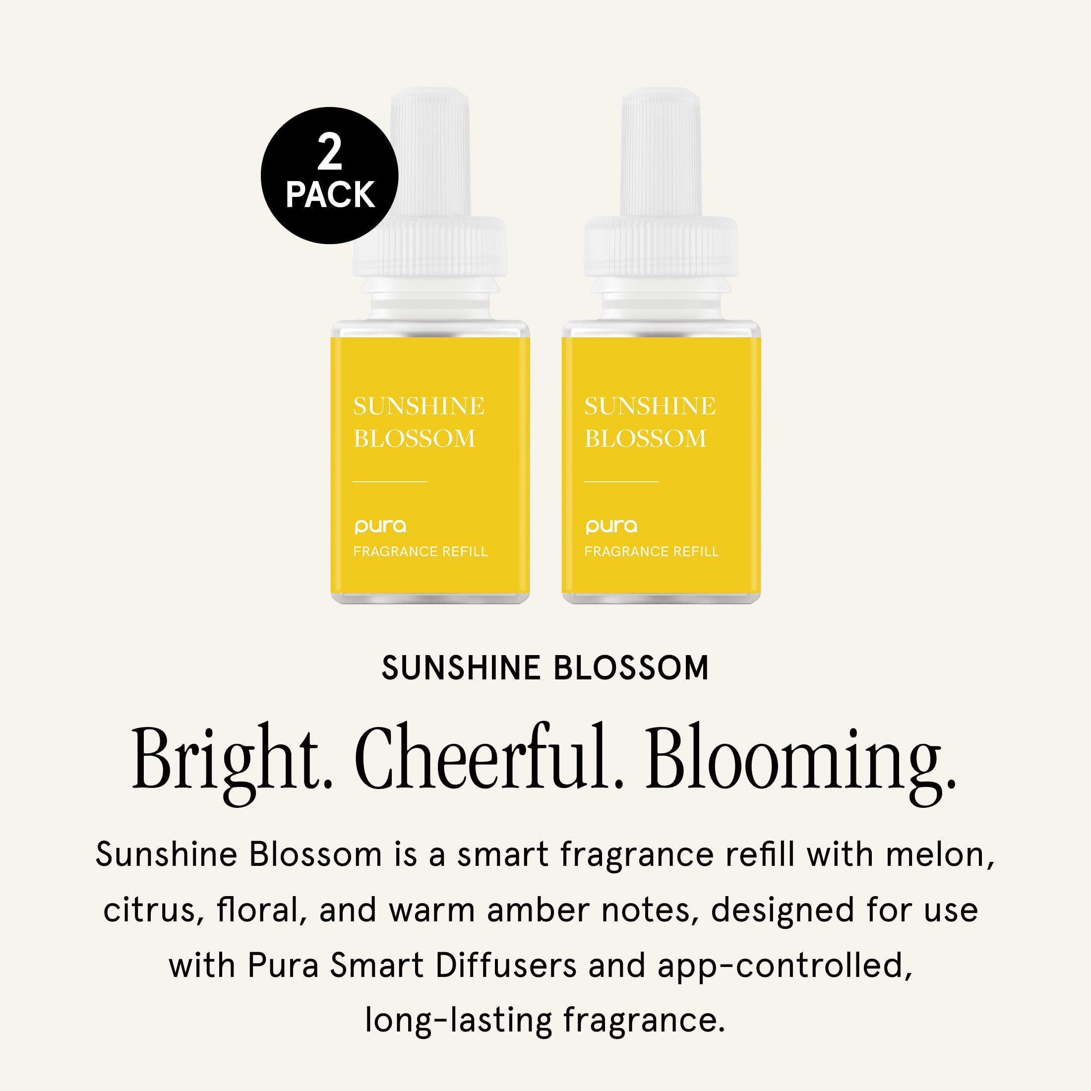 Pura etiqueta de la recarga Sunshine Blossom con información legible y segura
