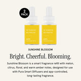 Pura etiqueta de la recarga Sunshine Blossom con información legible y segura