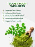 PURA VIDA MORINGA frasco junto a regla para comparar tamaño real del envase
