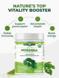 PURA VIDA MORINGA etiqueta con certificados y pruebas de laboratorio verificadas