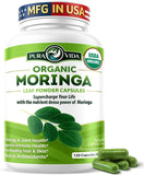Pura Vida Moringa frasco frontal mostrando etiqueta clara y beneficio de pureza
