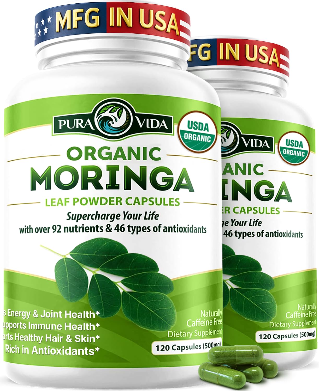 PURA VIDA MORINGA frente del envase mostrando presentación y pureza