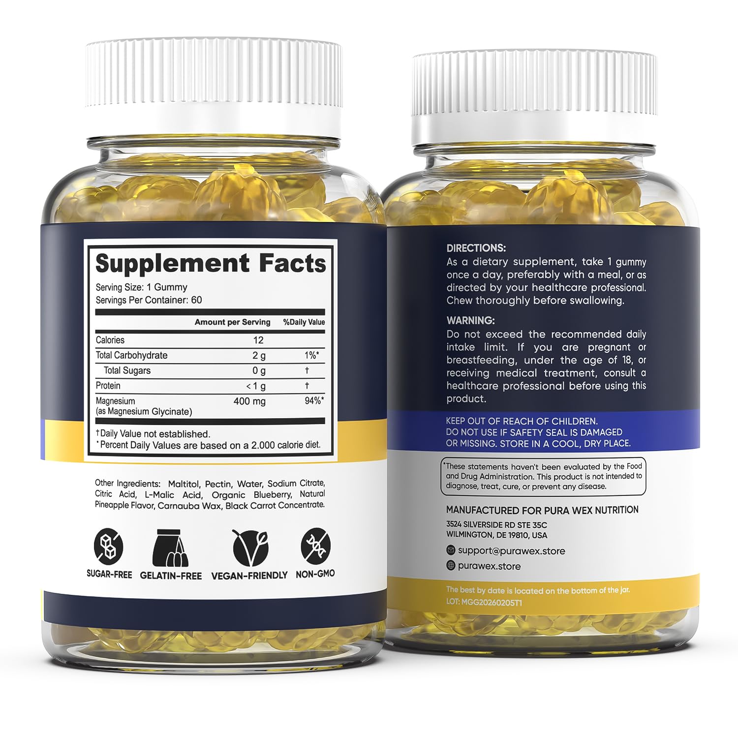 Empaque PURA WEX NUTRITION mostrando rótulo 60 días de suministro y conveniencia