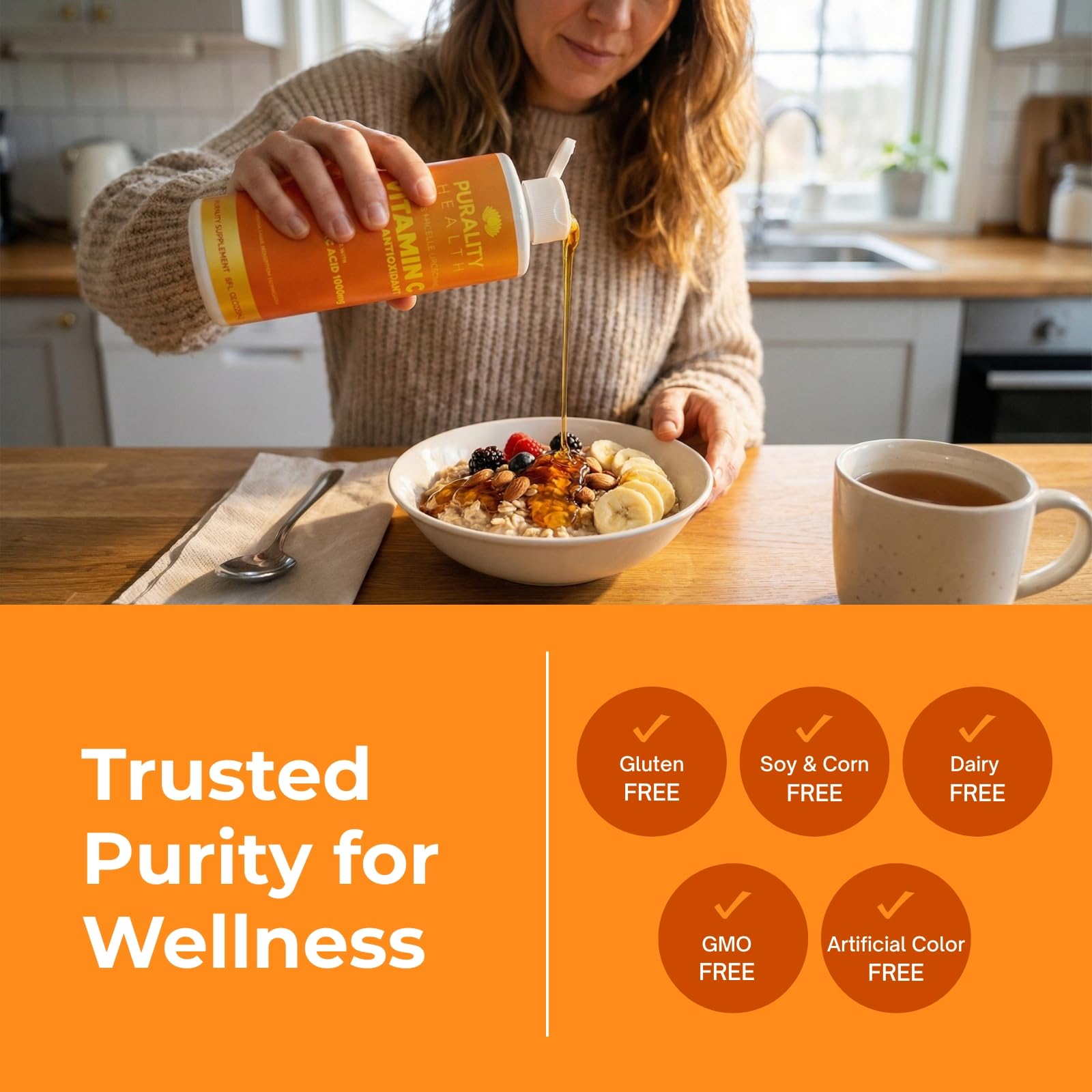 Purality Health comparación de tamaño para visualizar cantidad y porciones