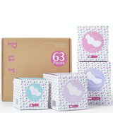 PurComfy caja frontal del kit con 63 toallas y presentación lista para regalo