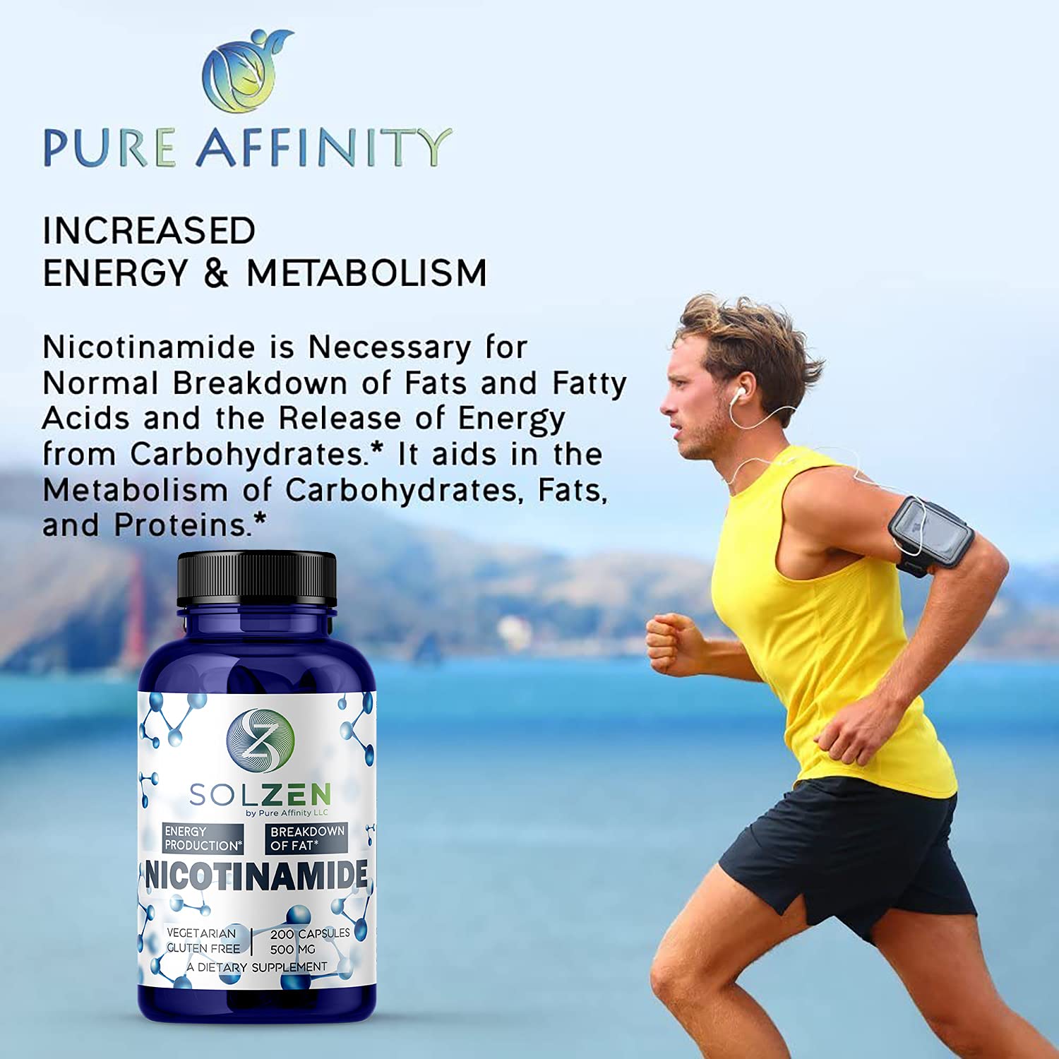 Pure Affinity frasco junto a regla para comparación de tamaño práctica
