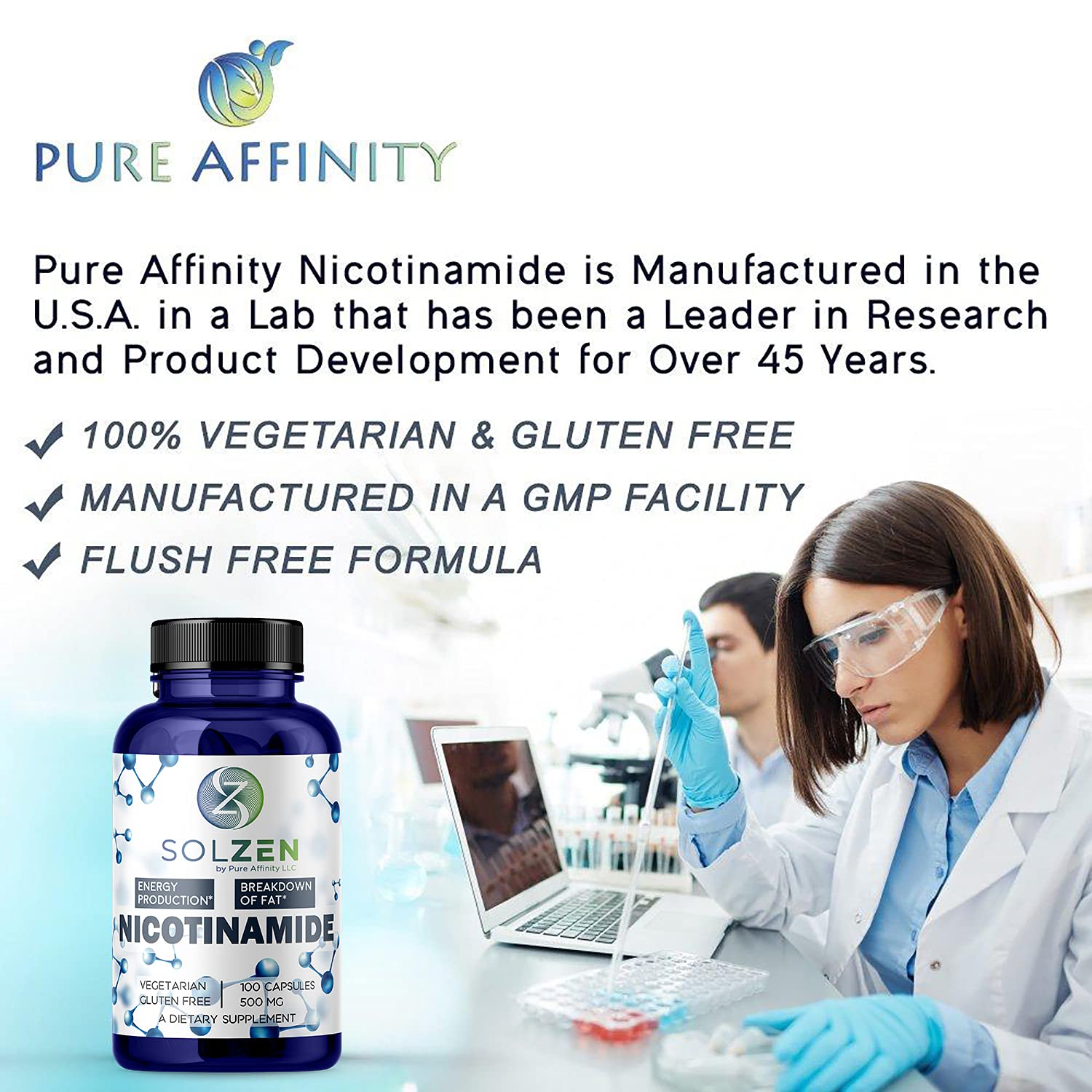 Pure Affinity cápsulas sobre mesa en uso matutino para energía