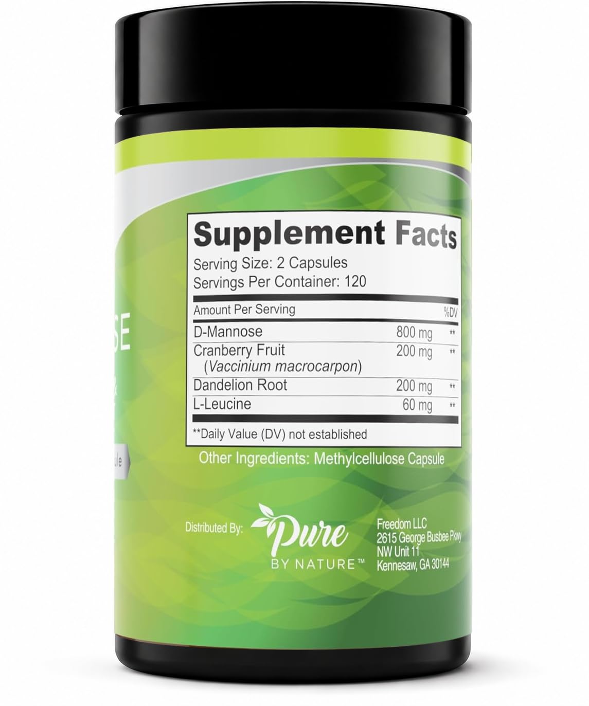 Pure By Nature detalle de la etiqueta con información de ingredientes clave