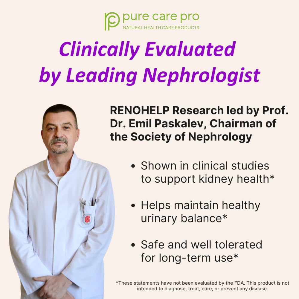 Pure Care Pro Renohelp etiqueta con información nutricional y certificaciones legibles