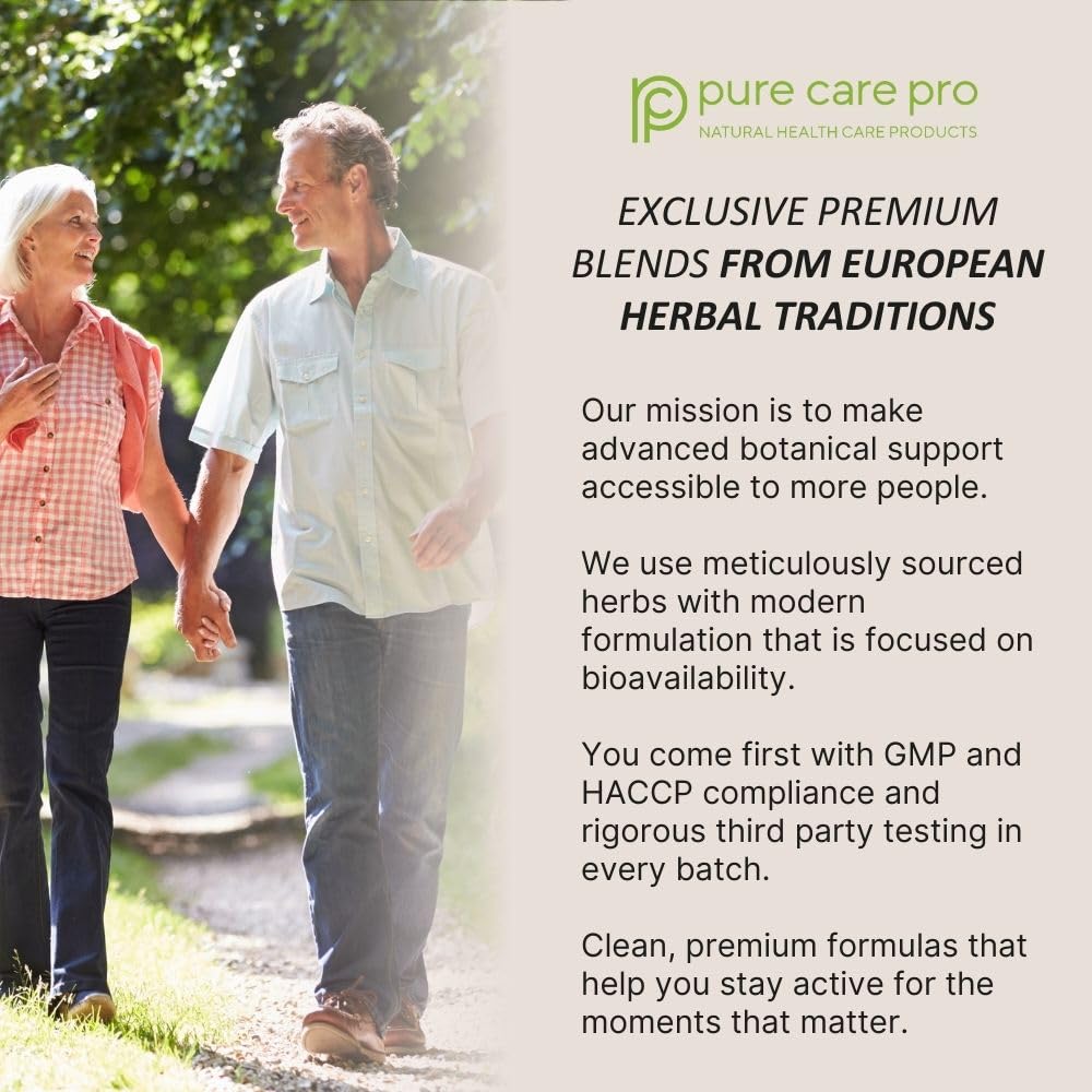 Pure Care Pro Renohelp primeros planos de ingredientes botánicos, enfoque natural